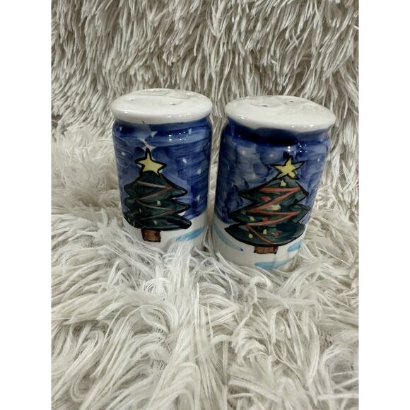 VTG Christmas Salt Pepper Shakers Snowman‎ Scene Tabletops Unlimited Winterland - Picture 3 of 4